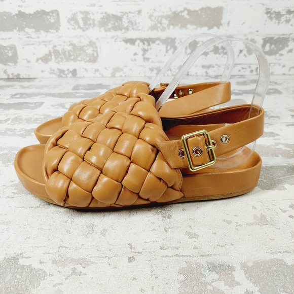 Loeffler Randall Shoes - New Loeffler Randall Benton Woven Slingback Leather Sandal in Dark Sand V534